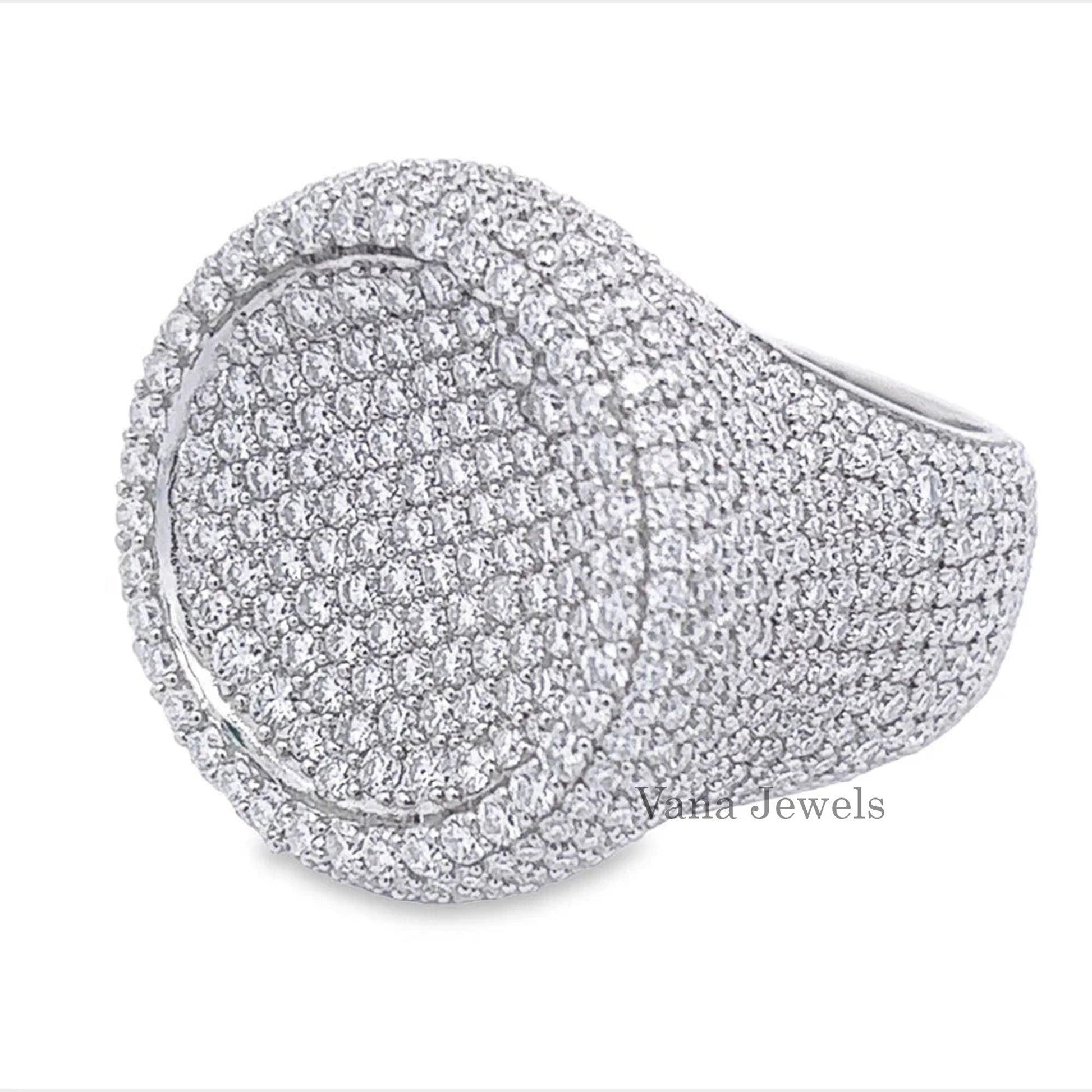 Men’s Iced out Round Cut VVS Diamond Ring - Vana Jewels