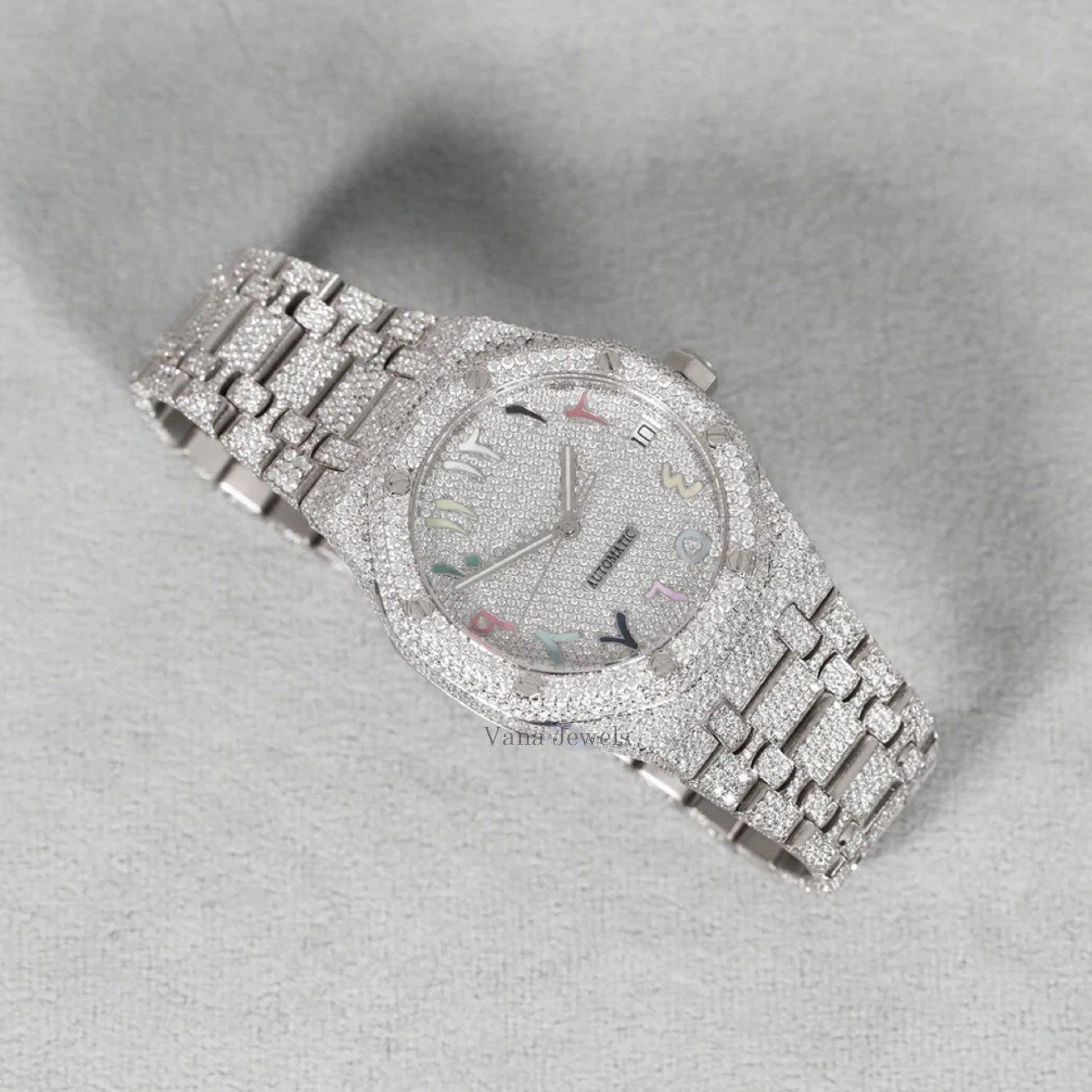 Iced-Out Automatic VVS Moissanite Diamond Watch - Vana Jewels