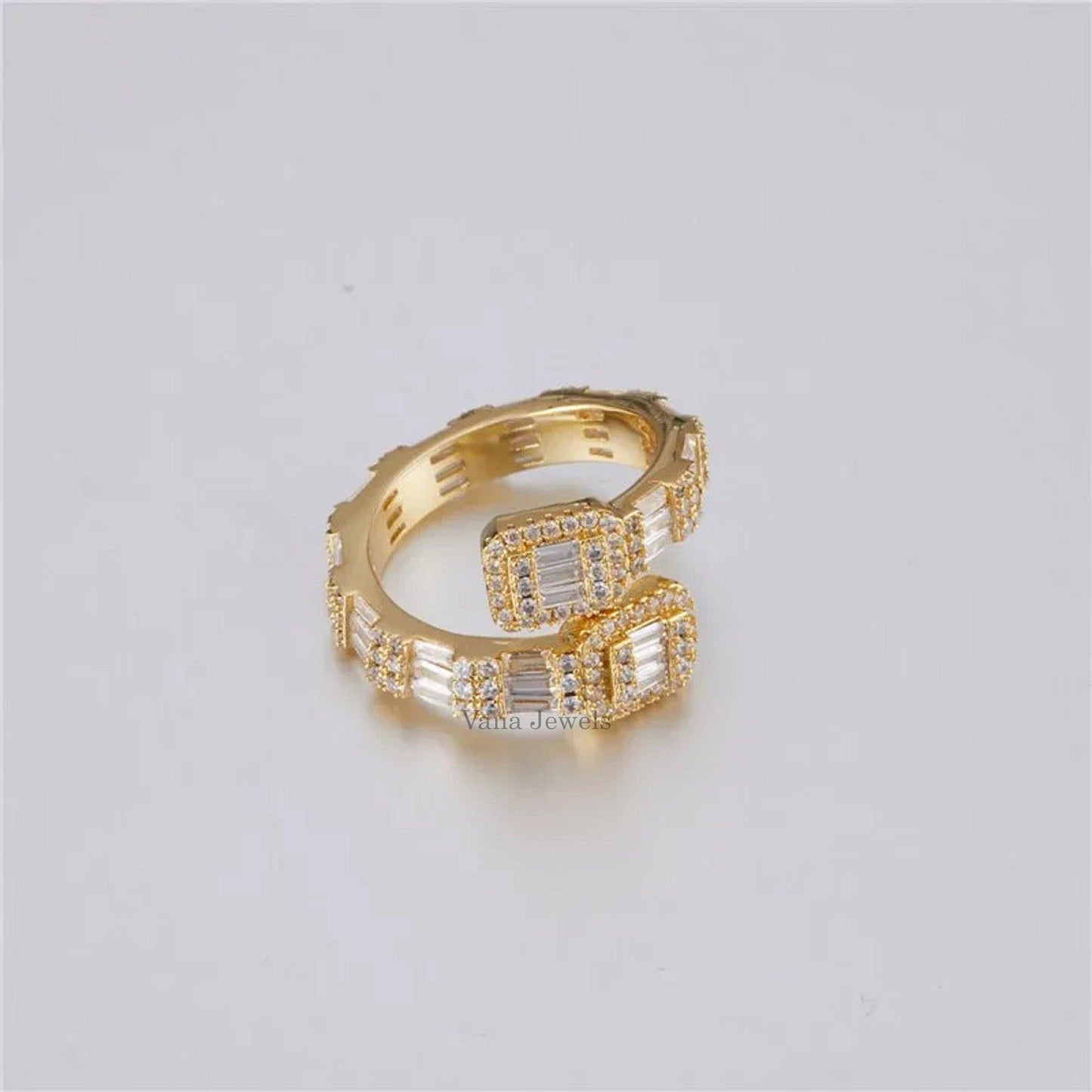 Baguette & Round Cut Iced Out Ring For Rappers - Vana Jewels