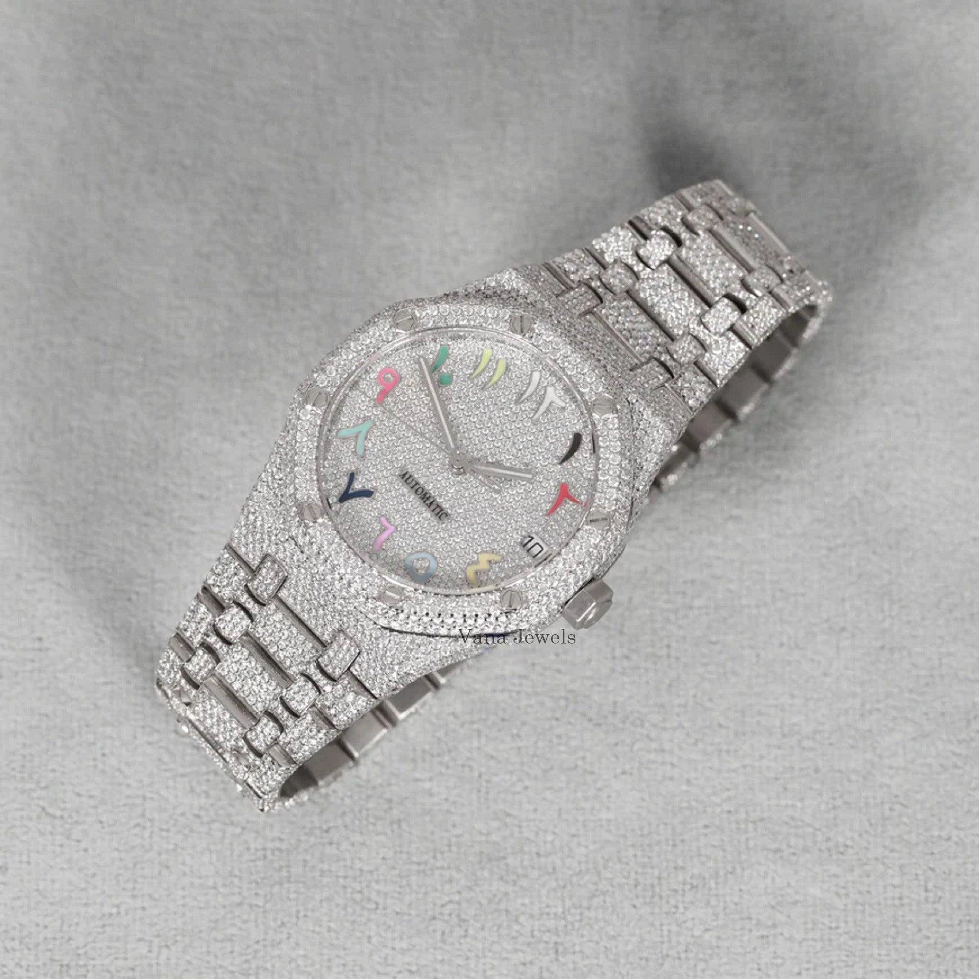 Iced-Out Automatic VVS Moissanite Diamond Watch - Vana Jewels