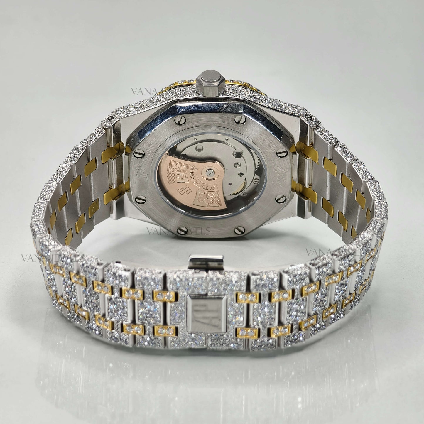 Luxury Two-Tone Moissanite Watch, Premium Moissanite Watch, Handcrafted Moissanite Watch