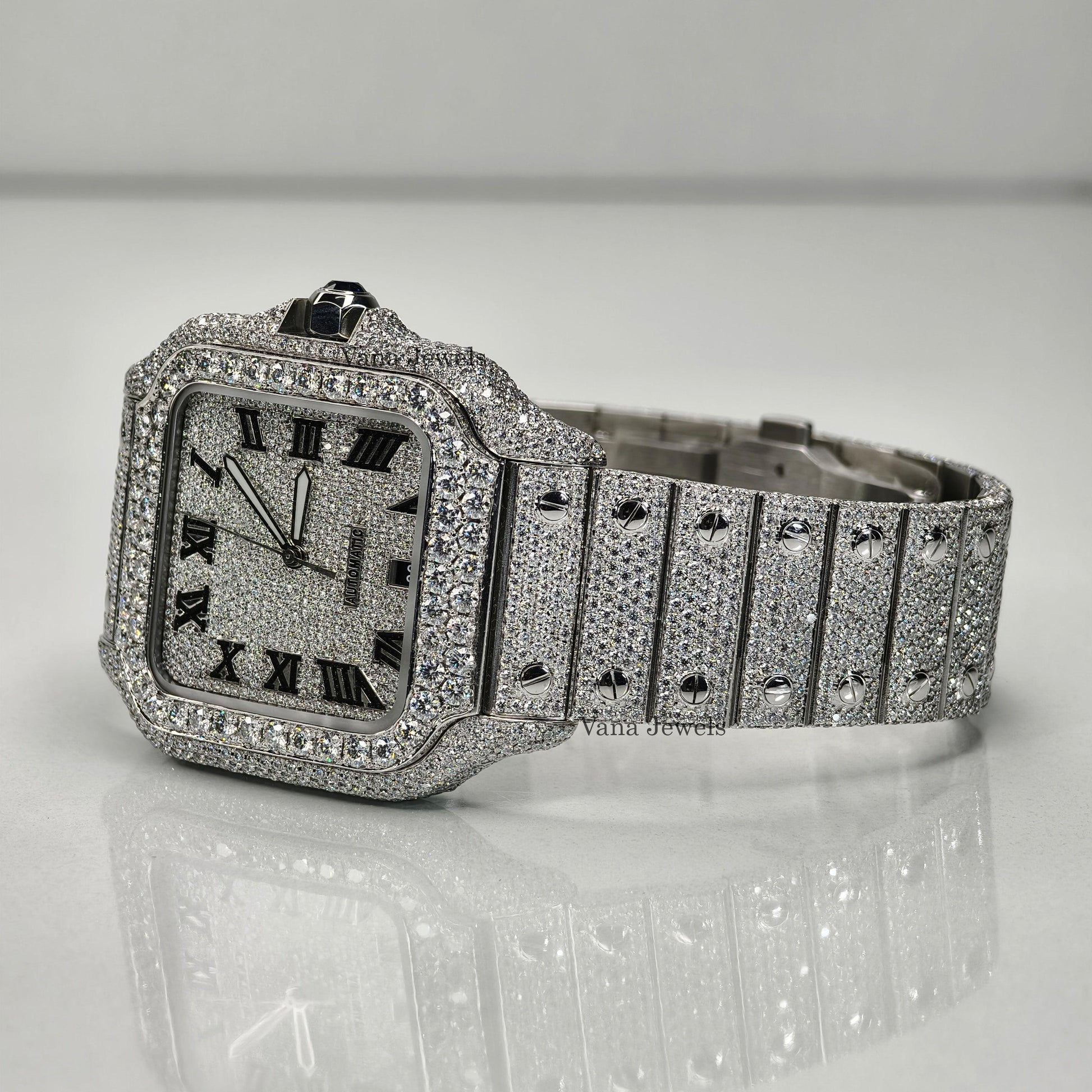 Automatic Movement VVS Moissanite Diamond Iced Out Watch - Vana Jewels