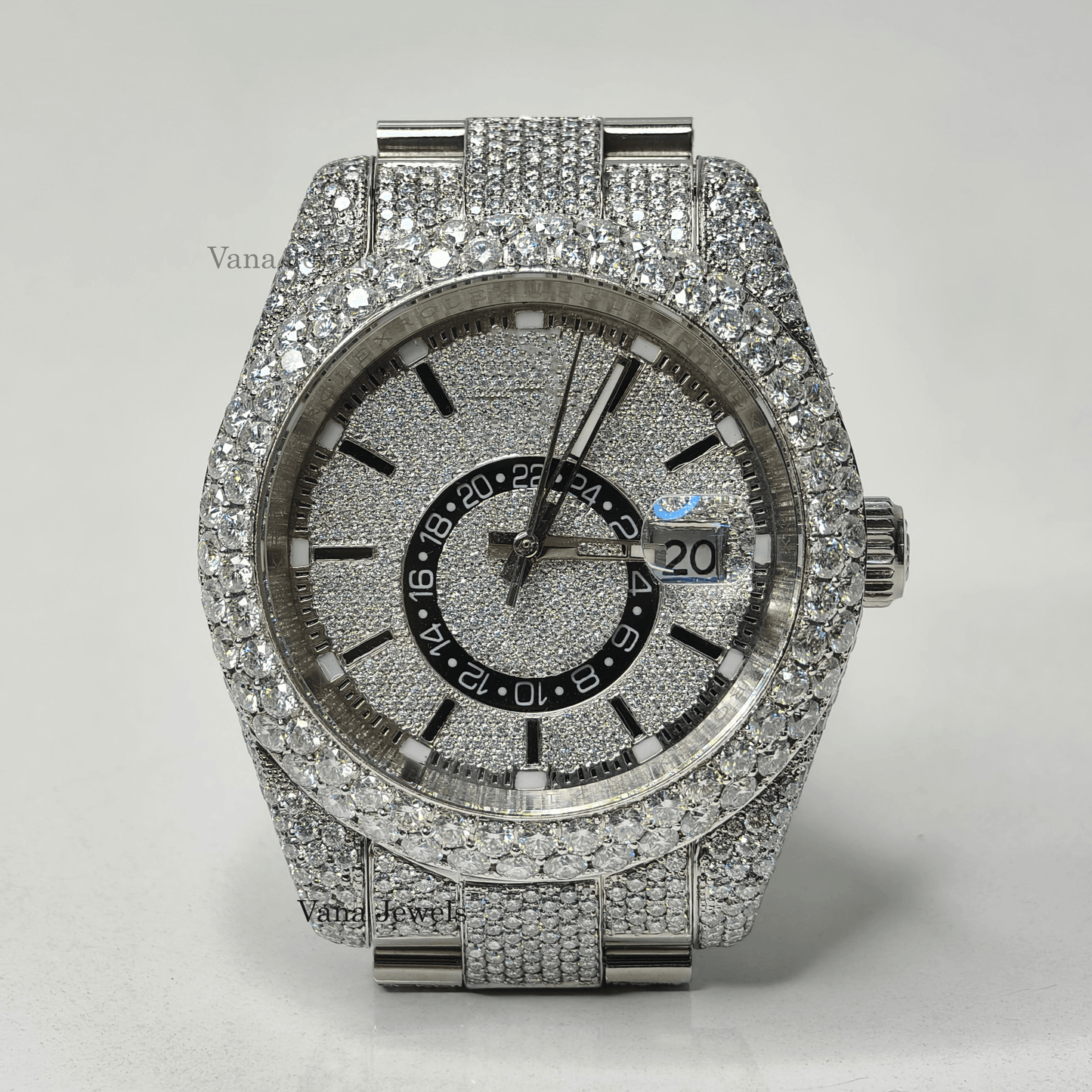 Luxury Moissanite Watch, Round Cut VVS Moissanite Diamond Watch - Vana Jewels