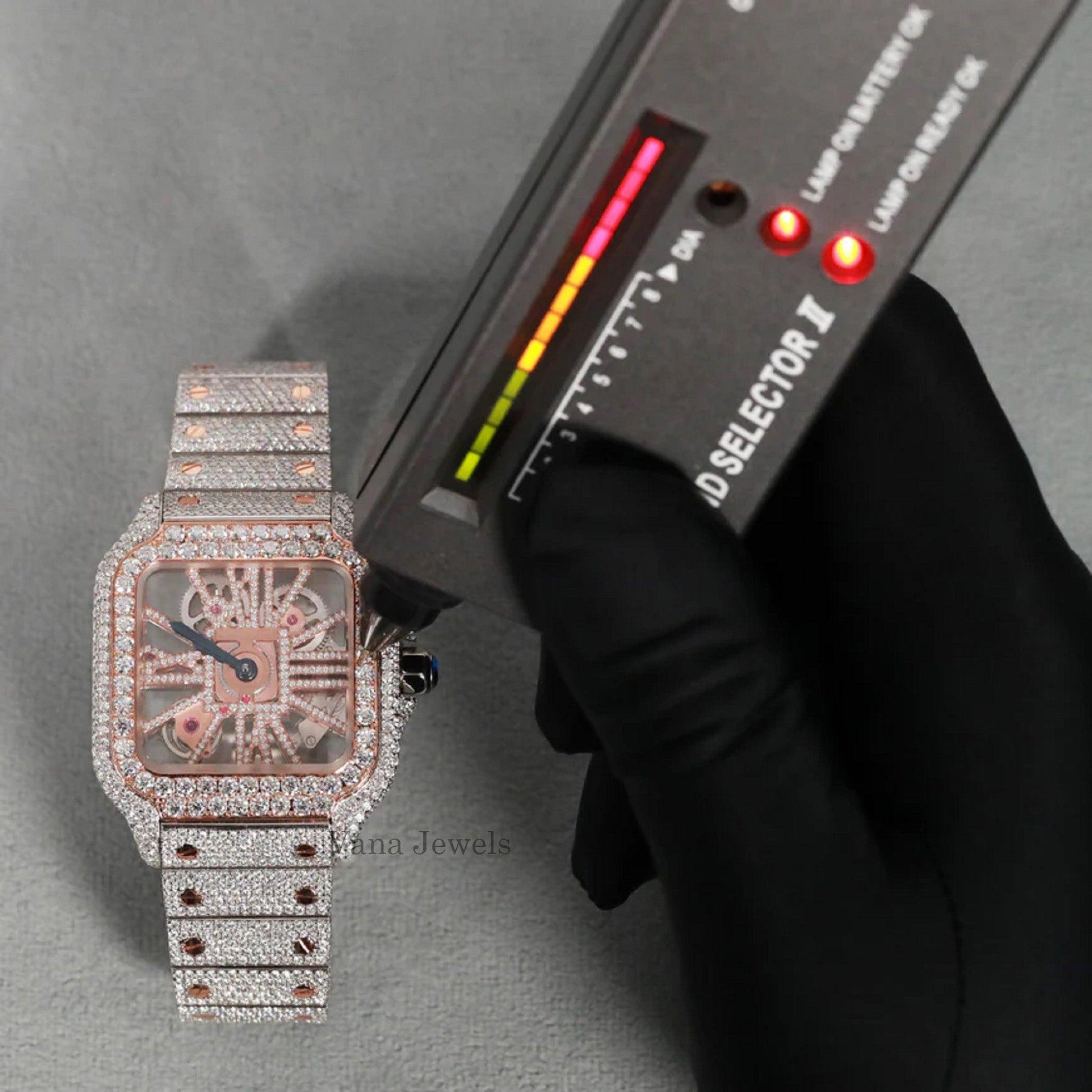 Customized Rose Gold Two-Tone VVS Moissanite Diamond Watch - Vana Jewels