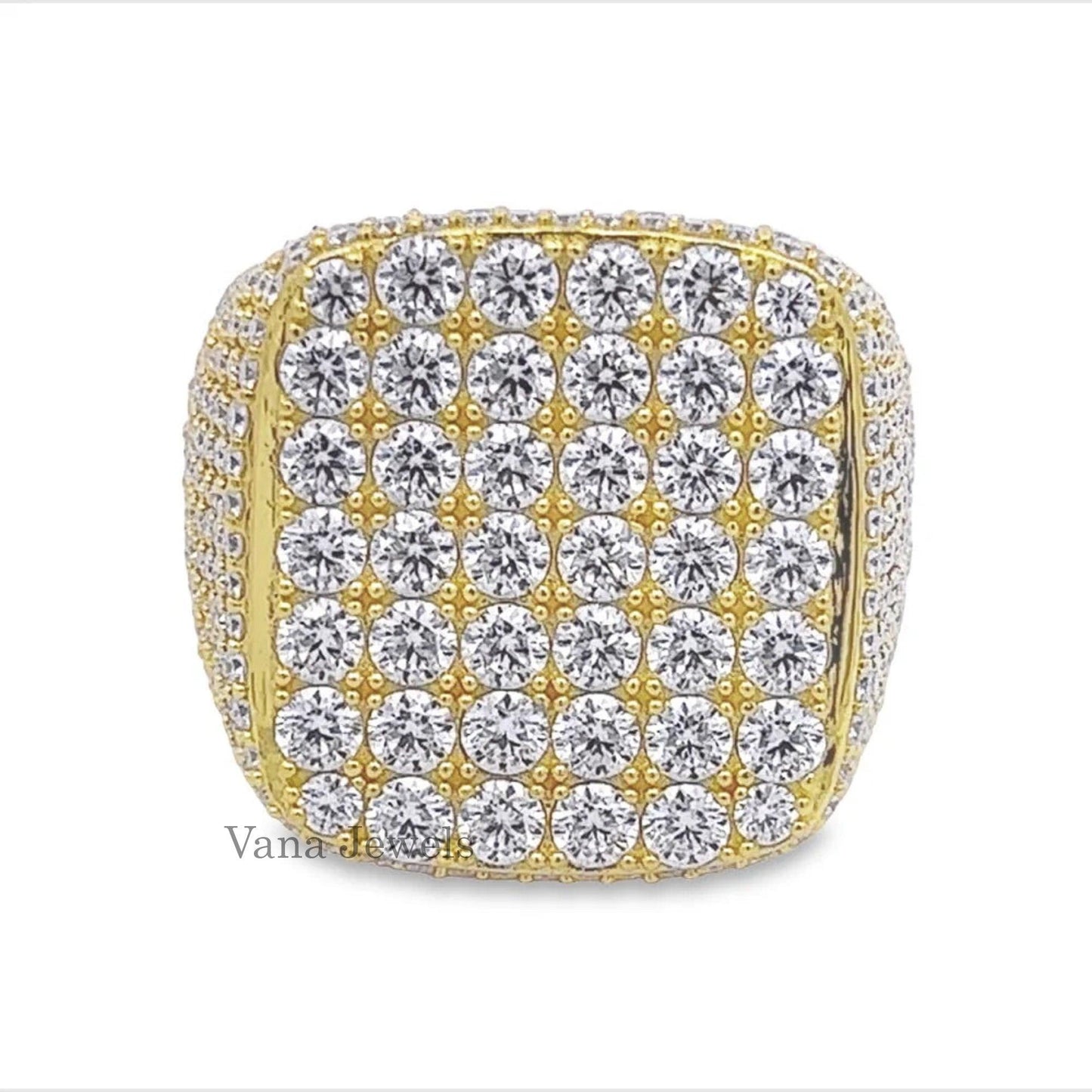 Round Cut VVS Moissanite Diamond Iced Out Ring - Vana Jewels