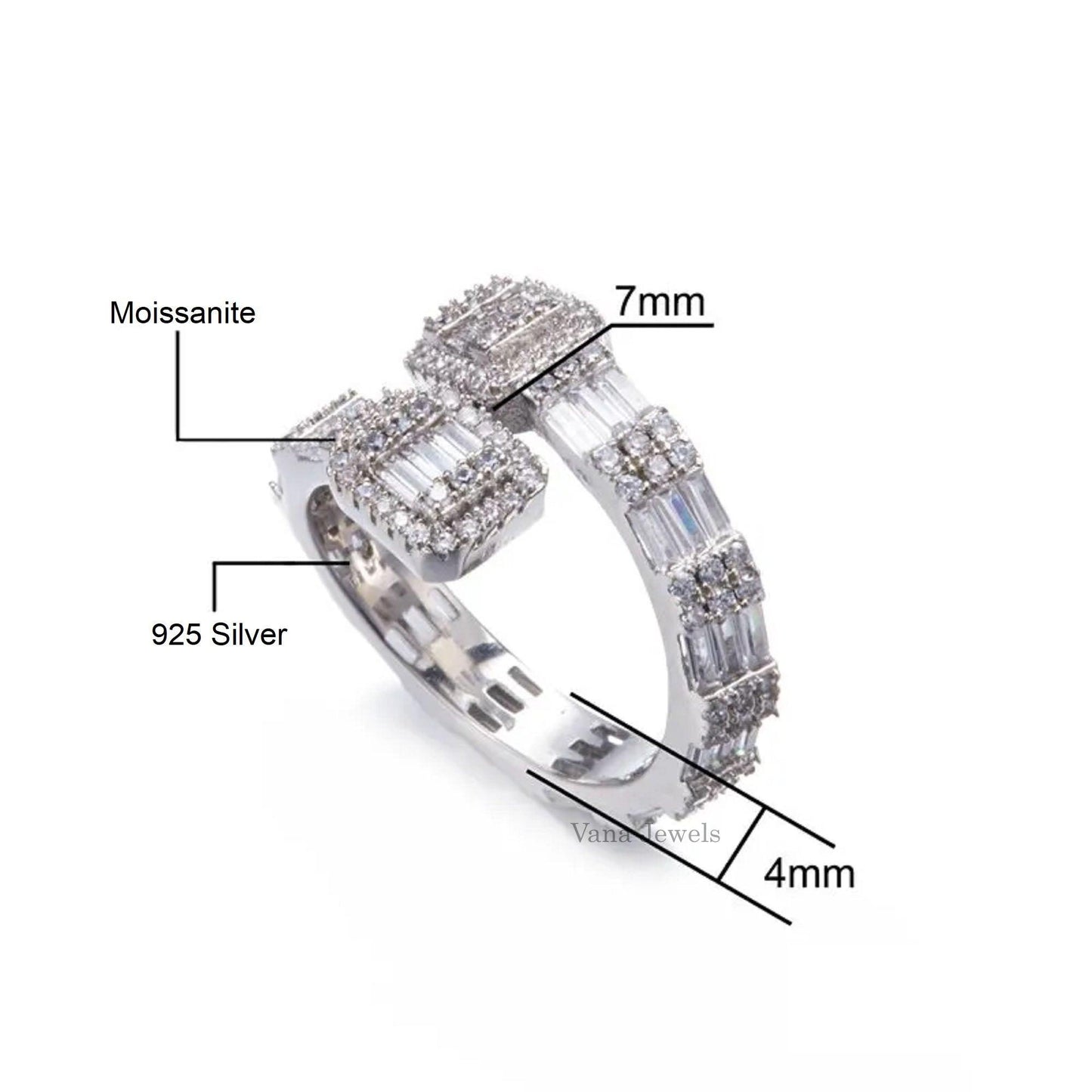 Baguette & Round Cut Iced Out Ring For Rappers - Vana Jewels