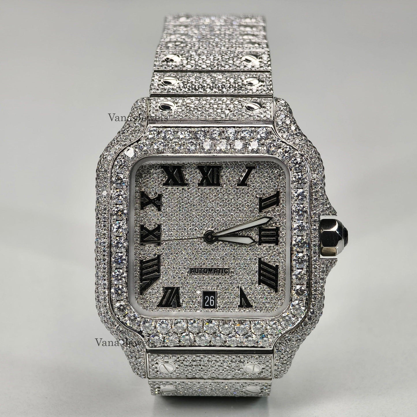 Automatic Movement VVS Moissanite Diamond Iced Out Watch - Vana Jewels