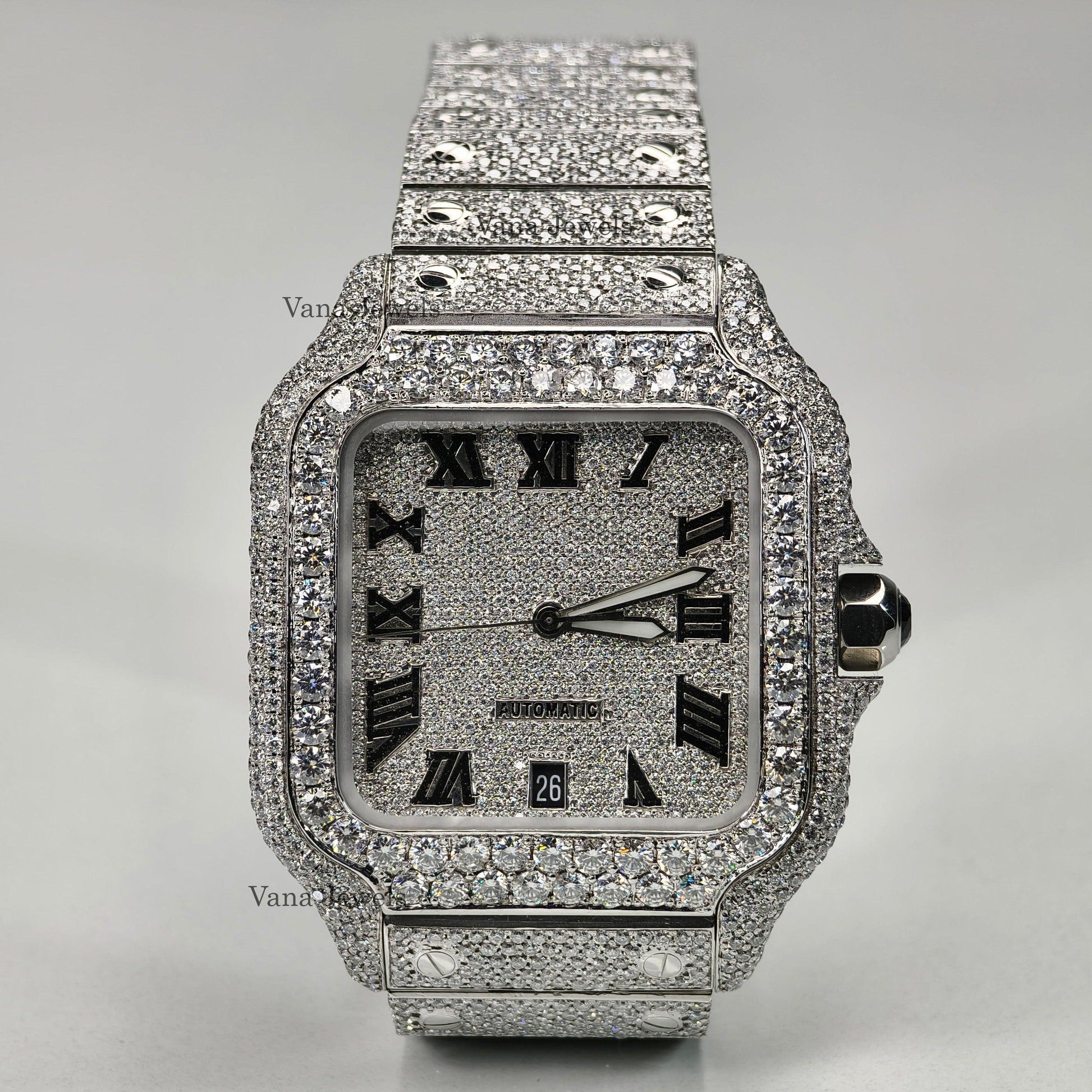 Automatic Movement VVS Moissanite Diamond Iced Out Watch - Vana Jewels