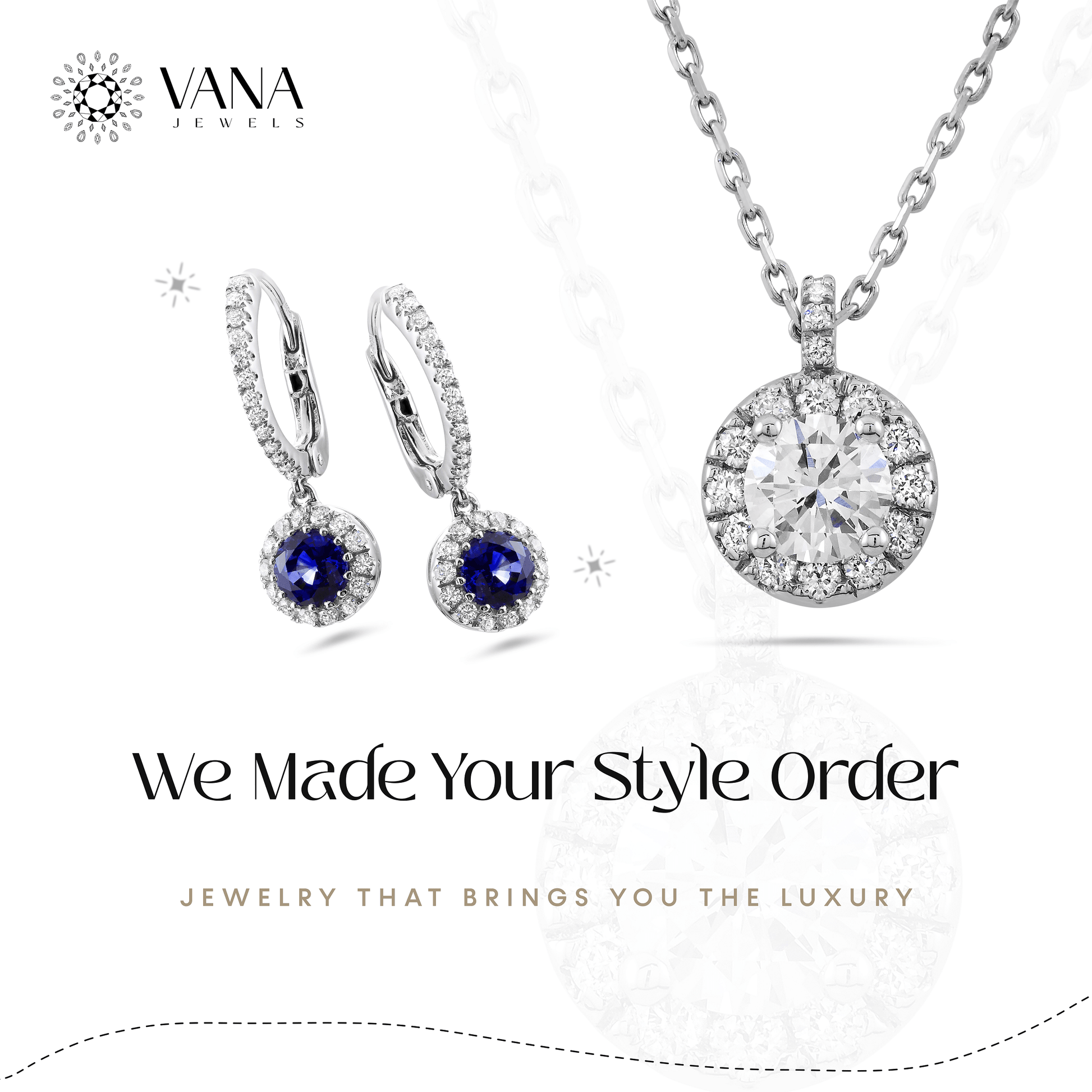 Round Lab Grown Diamond Double Halo Pendant Necklace - Vana Jewels