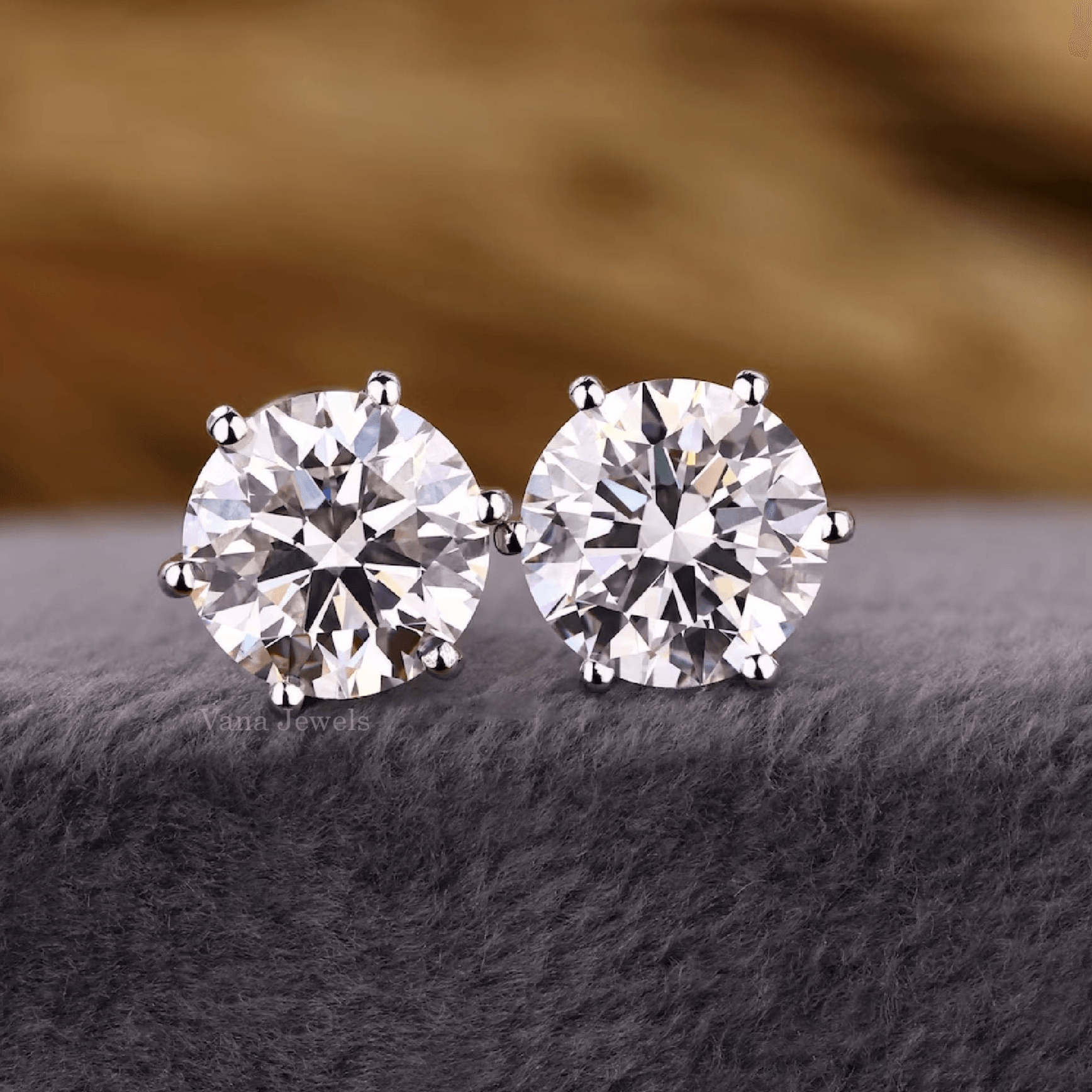 Round Brilliant Cut Lab Grown Diamond Stud Earrings - Vana Jewels