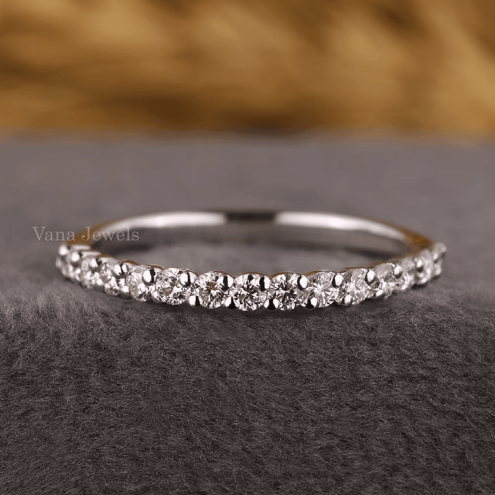 1.80 MM Round Cut Lab Grown Diamond Stackable Wedding Band - Vana Jewels