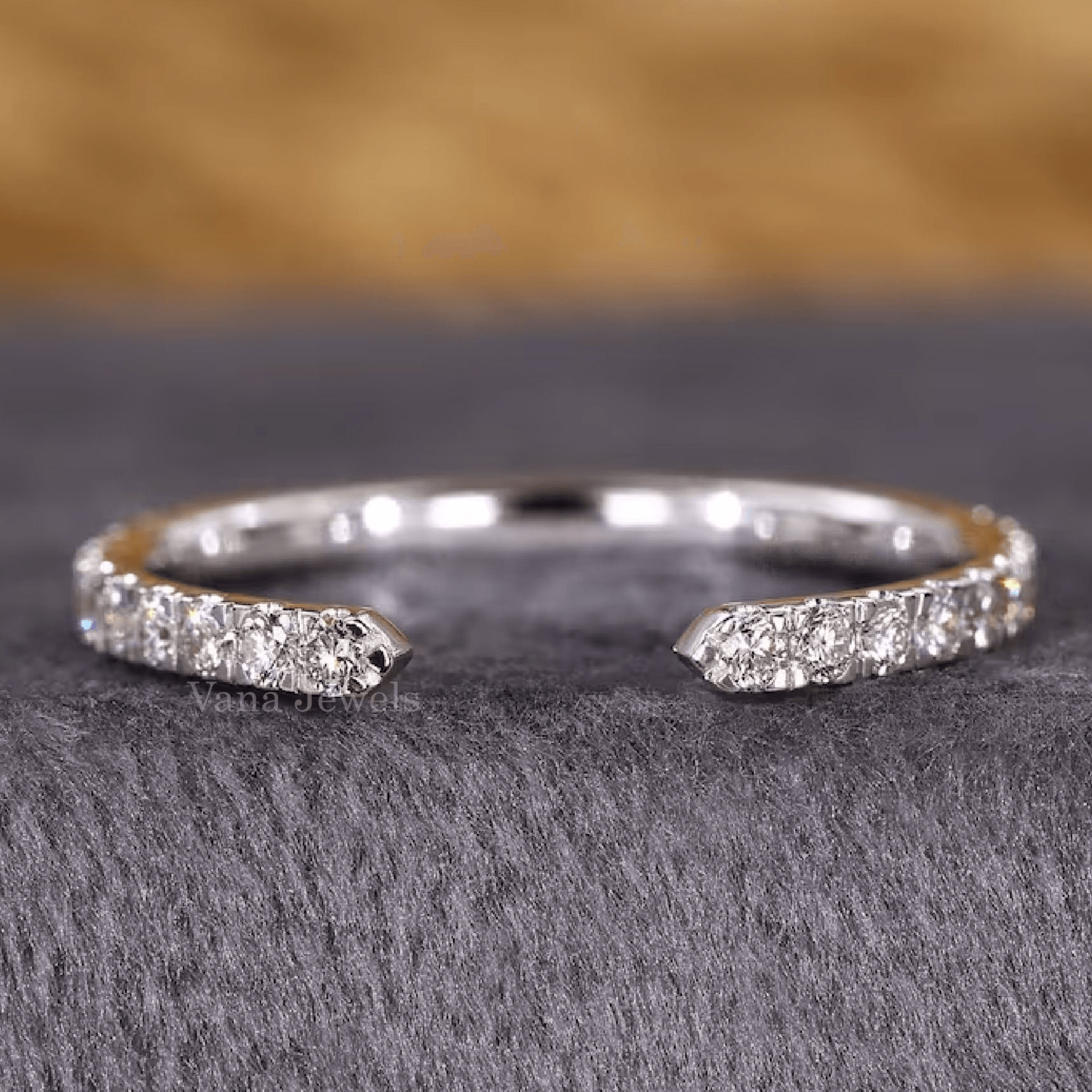 Open Gap Round Cut Lab Grown Wedding Band - Vana Jewels