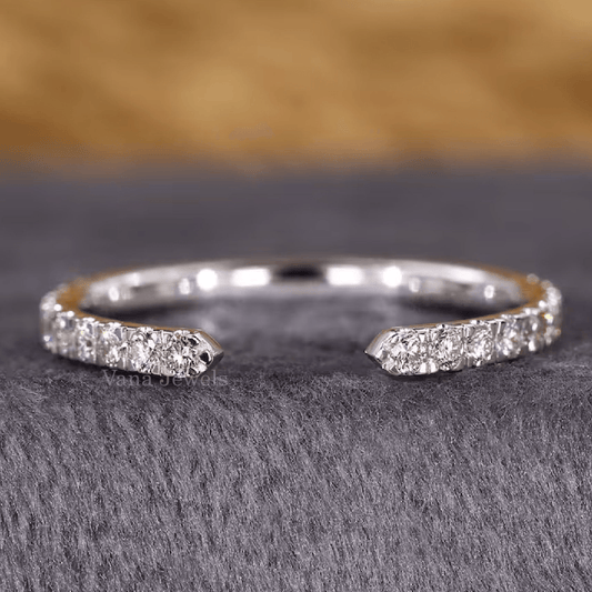 Open Gap Round Cut Lab Grown Wedding Band - Vana Jewels