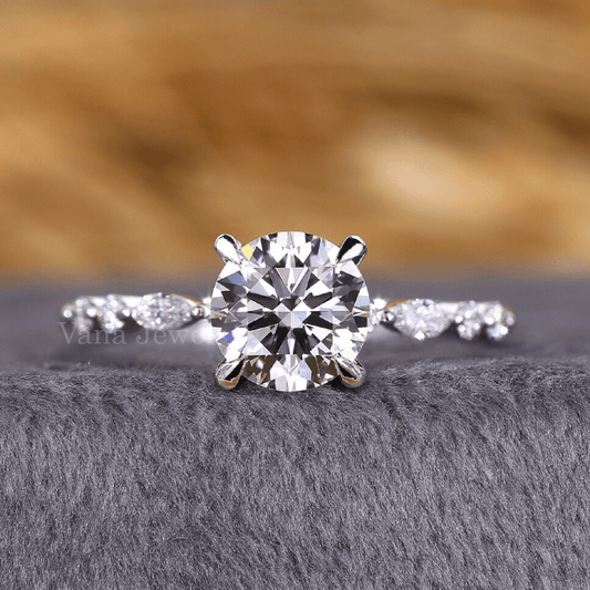 Timeless Round Lab Grown Diamond Engagement Ring for Women - Vana Jewels