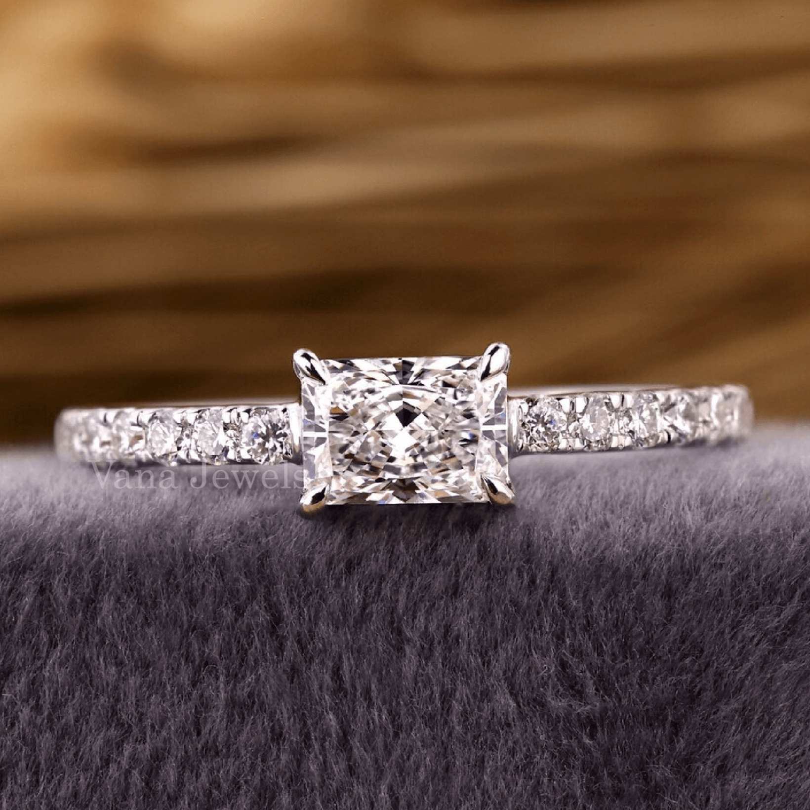 Radiant Cut Lab Diamond Engagement Ring - Vana Jewels