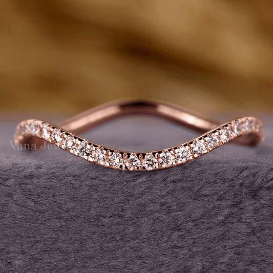 Round Cut Lab Grown Diamond Curve Wedding Band - Vana Jewels