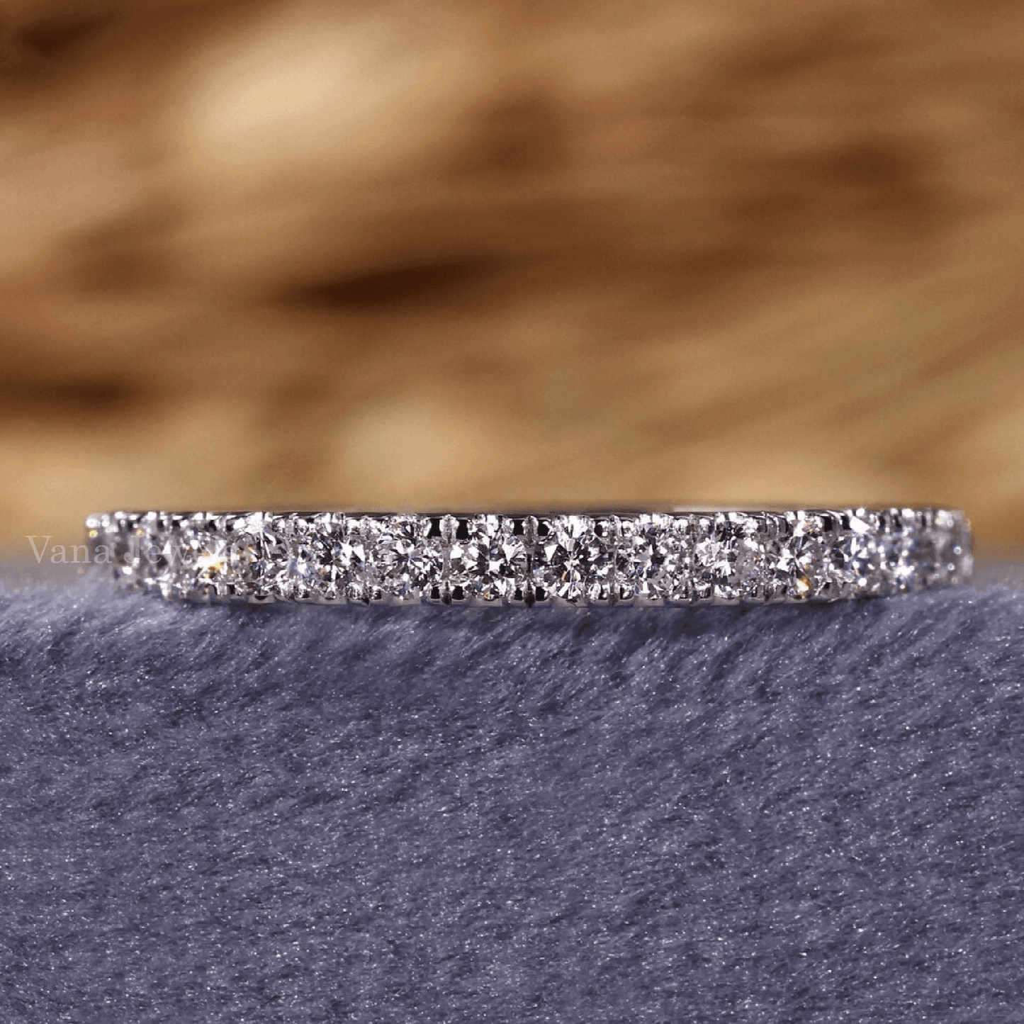 1.70 MM Round Lab Grown Diamond Half Eternity Wedding Band - Vana Jewels