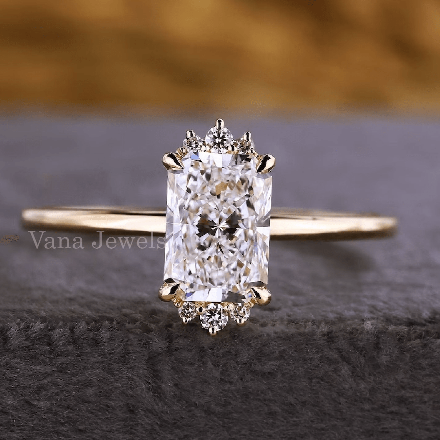 Radiant Cut Lab Grown Diamond Unique Engagement Ring - Vana Jewels