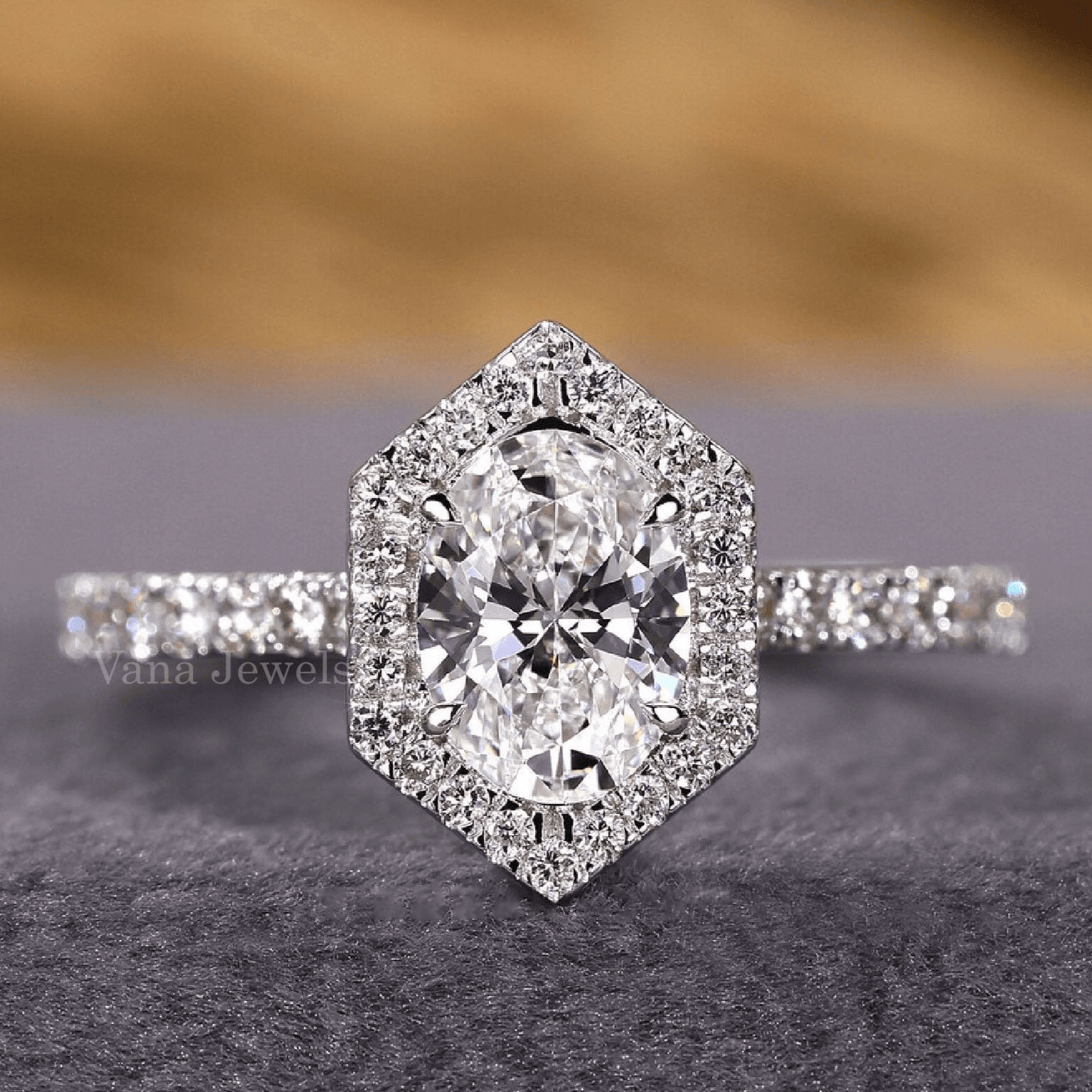 Oval Cut Halo Engagement Ring - Vana Jewels