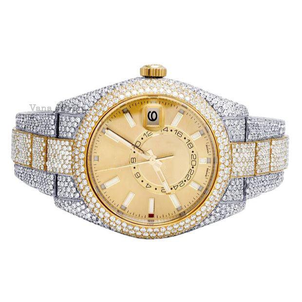 Luxury Iced Out Round Cut Moissanite Diamond Watch - Vana Jewels