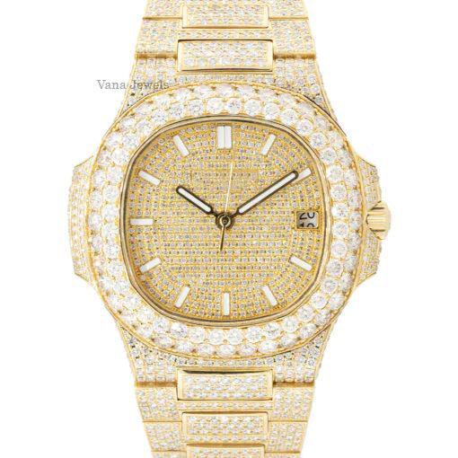 Luxury Fully Iced Out Round Cut VVS Moissanite Diamond Watch - Vana Jewels