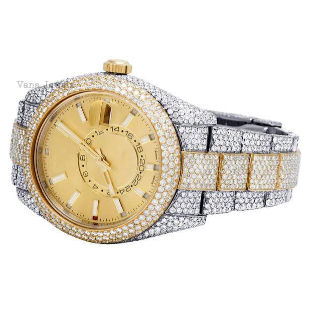 Luxury Iced Out Round Cut Moissanite Diamond Watch - Vana Jewels