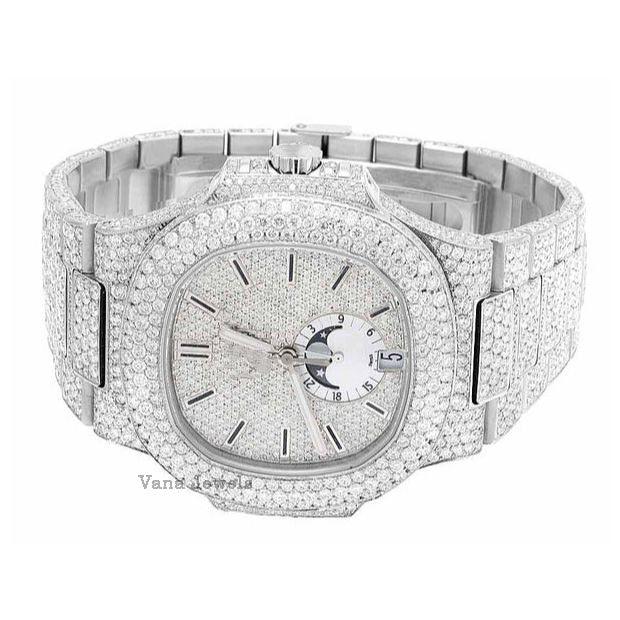 Round Cut Diamond Studded Iced Out Watch - Vana Jewels