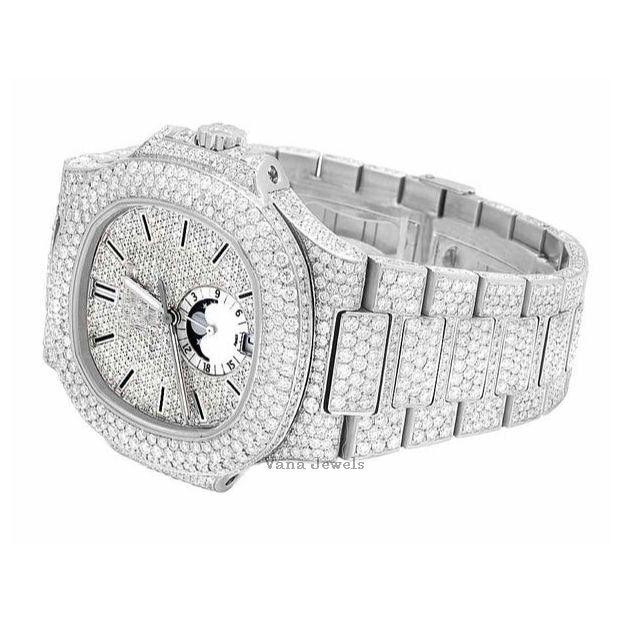 Round Cut Diamond Studded Iced Out Watch - Vana Jewels