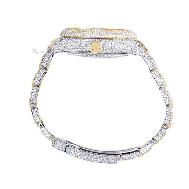 Luxury Iced Out Round Cut Moissanite Diamond Watch - Vana Jewels