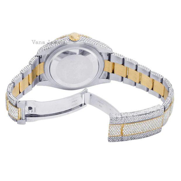 Luxury Iced Out Round Cut Moissanite Diamond Watch - Vana Jewels